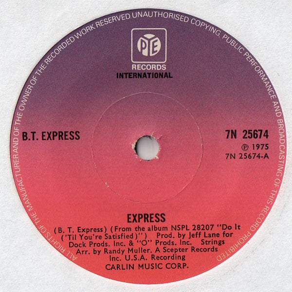 B.T. Express : Express (7", Single, Sol)