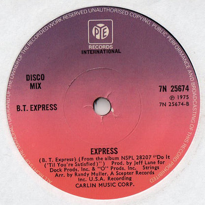 B.T. Express : Express (7", Single, Sol)