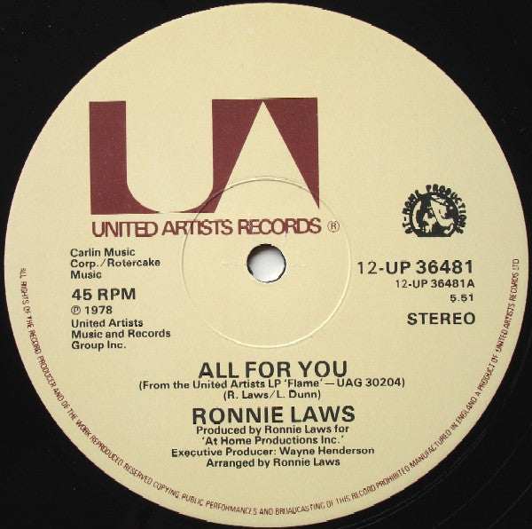 Ronnie Laws : All For You (12", Spe)