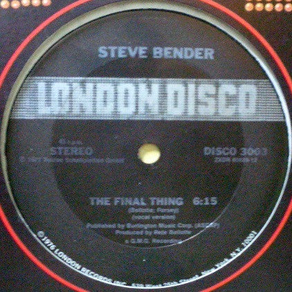 Steve Bender : The Final Thing (12")