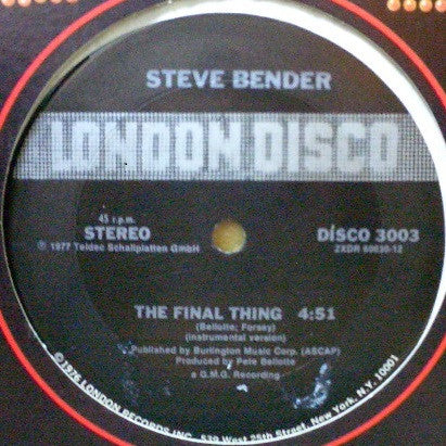 Steve Bender : The Final Thing (12")