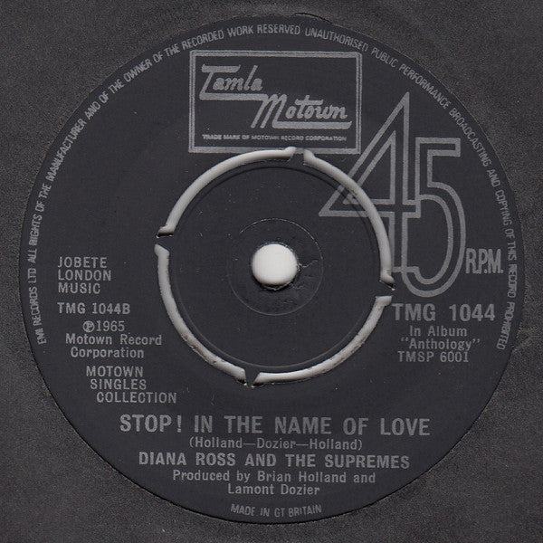 Diana Ross And The Supremes* : Baby Love / Stop! In The Name Of Love (7", Single)