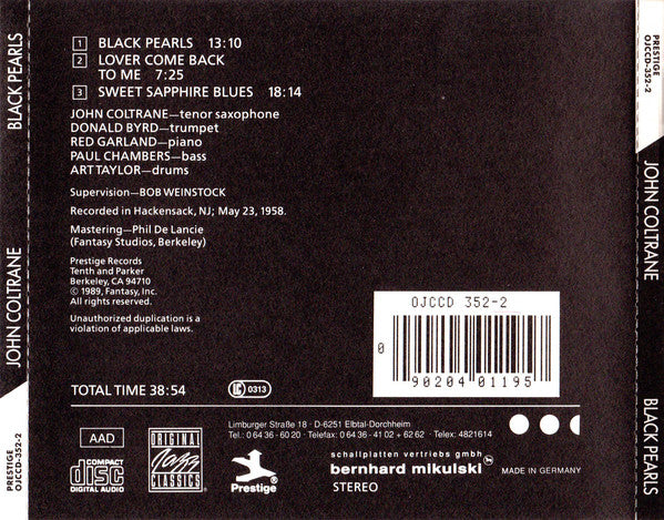 John Coltrane : Black Pearls (CD, Album, RE, RM)