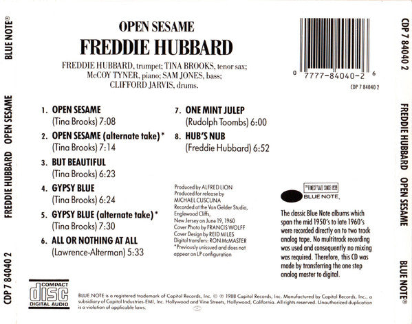 Freddie Hubbard : Open Sesame (CD, Album, Ltd, RE)