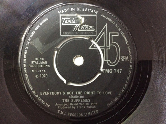 The Supremes : Everybody's Got The Right To Love / But I Love You More (7", 4-P)