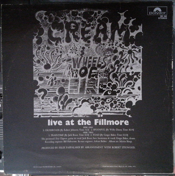 Cream (2) : Wheels Of Fire - Live At The Fillmore (LP, Album)