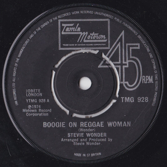 Stevie Wonder : Boogie On Reggae Woman (7", Single)