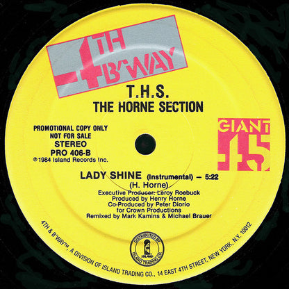 The Horne Section : Lady Shine (Shine On) (12", Single, Promo, RE)