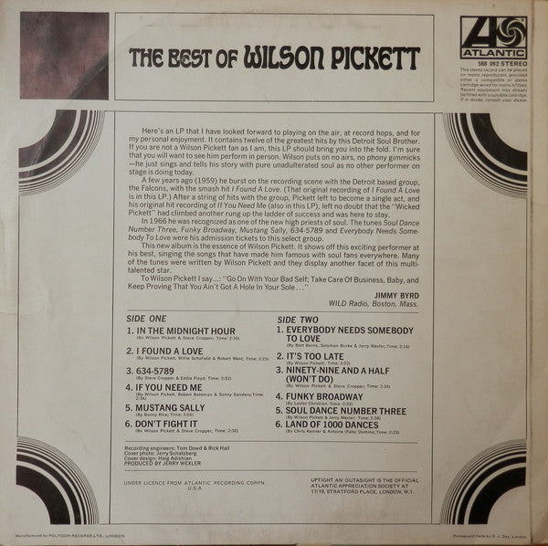 Wilson Pickett : The Best Of Wilson Pickett (LP, Comp)