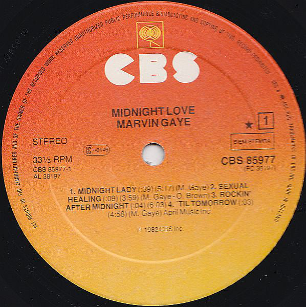 Marvin Gaye : Midnight Love (LP, Album)