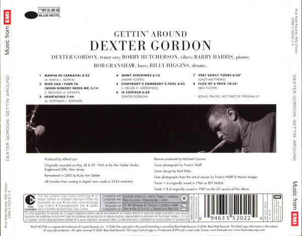 Dexter Gordon : Gettin' Around (CD, Album, Copy Prot., RE, RM)