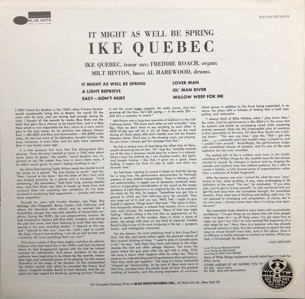 Ike Quebec : It Might As Well Be Spring (LP, Album, RE)