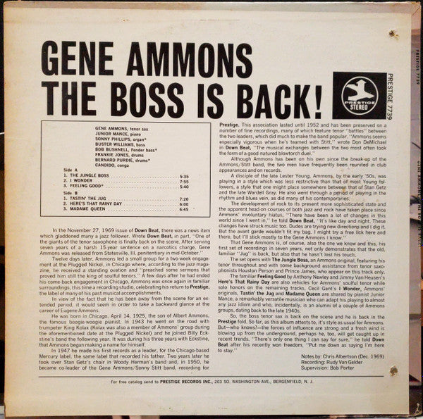 Gene Ammons : The Boss Is Back! (LP, Album)