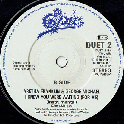 Aretha Franklin & George Michael : I Knew You Were Waiting (For Me) (7", Single)