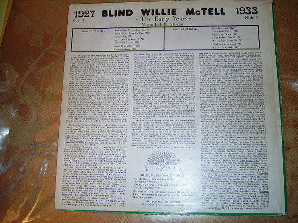 Blind Willie McTell : The Early Years 1927-1933 (LP, Comp)