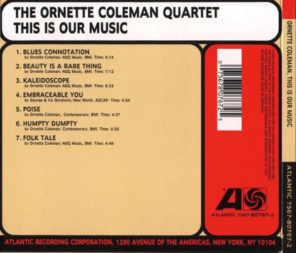 The Ornette Coleman Quartet : This Is Our Music (CD, Album, RE, RM, Dig)