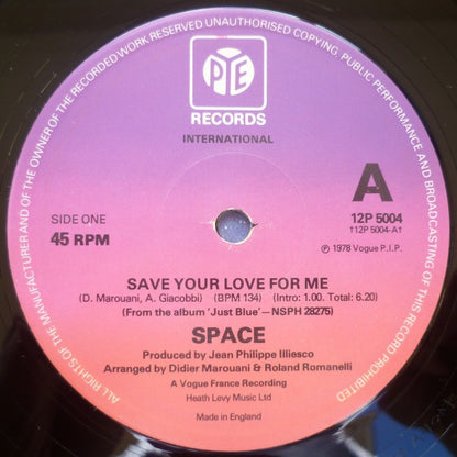 Space : Save Your Love For Me (12", Single, P/Mixed)