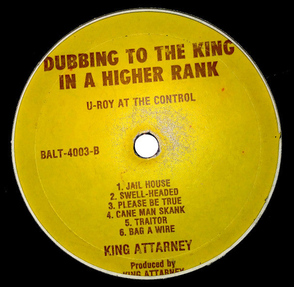 U-Roy : Dubbing To The King In A Higher Rank (LP)