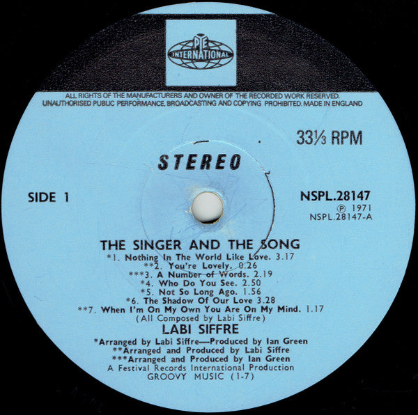 Labi Siffre : The Singer And The Song (LP, Album, Gat)