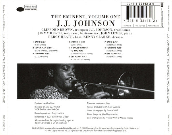 J.J. Johnson : The Eminent, Volume One (CD, Comp, Mono, RE, RM)