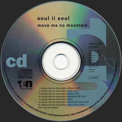 Soul II Soul : Move Me No Mountain (CD, Single, Dig)