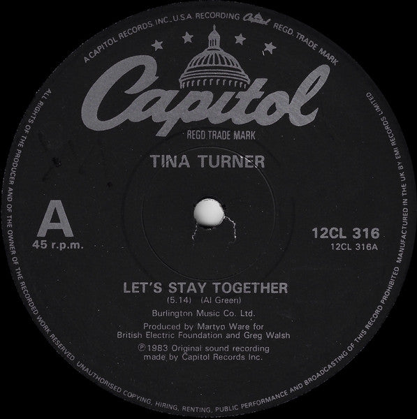 Tina Turner : Let's Stay Together (12", Single, Gen)