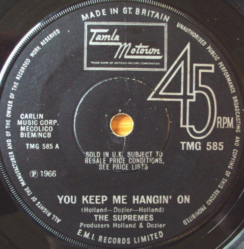 The Supremes : You Keep Me Hangin' On (7", Single, Sol)