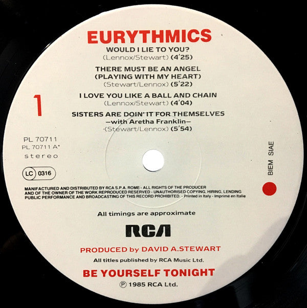 Eurythmics : Be Yourself Tonight (LP, Album)