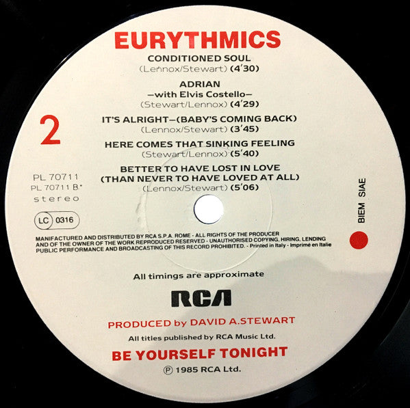 Eurythmics : Be Yourself Tonight (LP, Album)