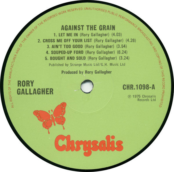 Rory Gallagher : Against The Grain (LP, Album)