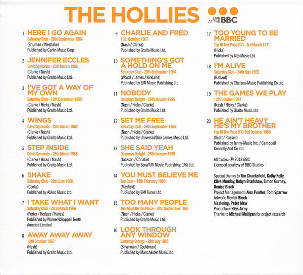 The Hollies : Live At The BBC (CD, Comp, Mono)