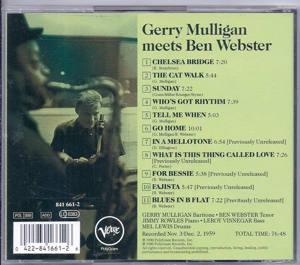 Gerry Mulligan, Ben Webster : Gerry Mulligan Meets Ben Webster (CD, RE)