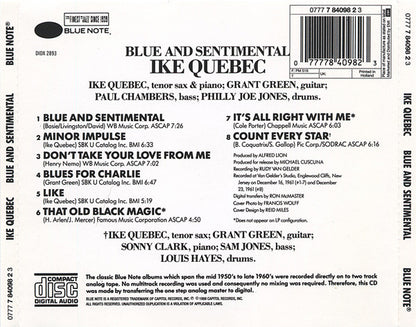 Ike Quebec : Blue & Sentimental (CD, Album)