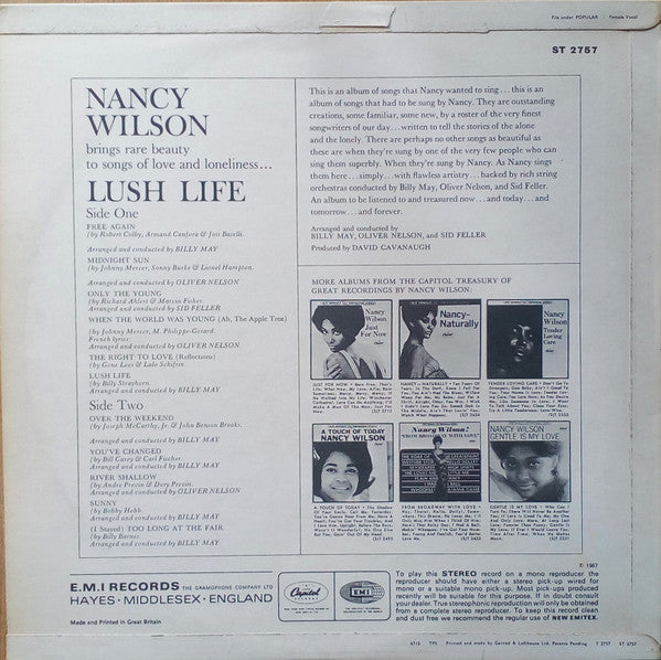 Nancy Wilson : Lush Life (LP, Album)