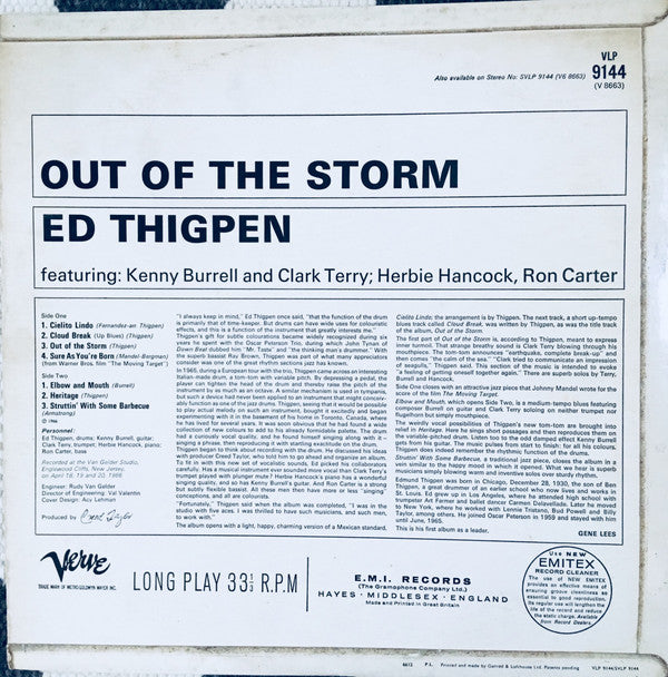 Ed Thigpen : Out Of The Storm (LP, Album, Mono)