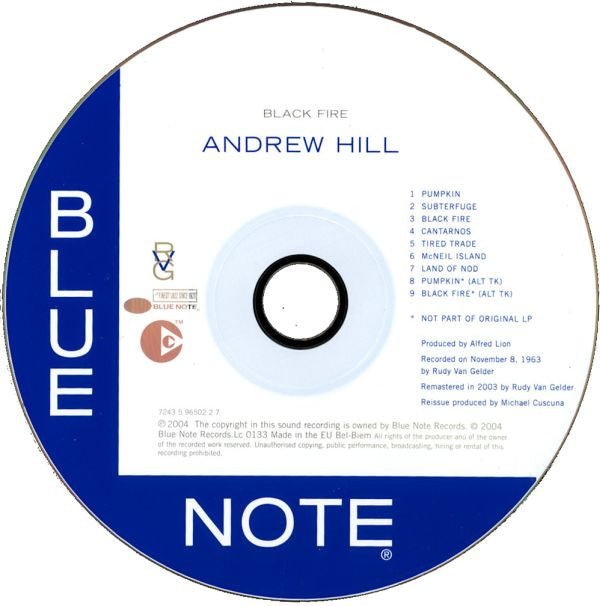 Andrew Hill : Black Fire (CD, Album, Copy Prot., RE, RM)