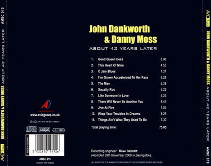 John Dankworth & Danny Moss : About 42 Years Later (CD, Album)