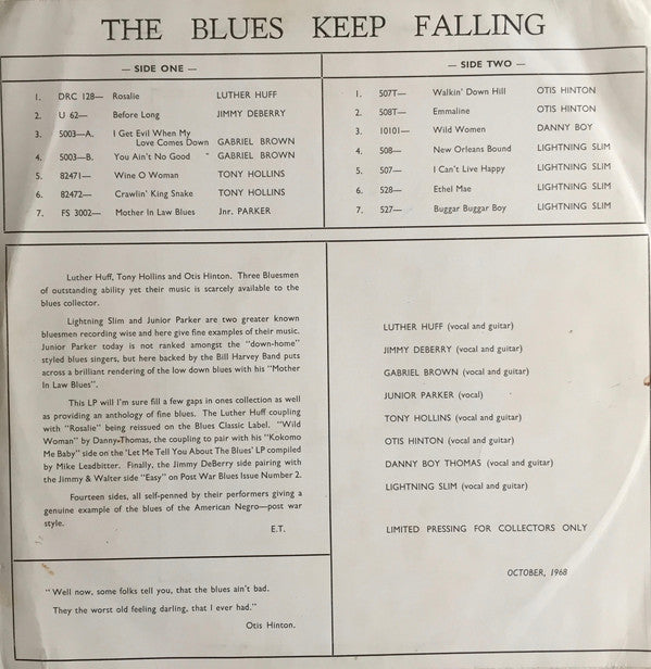 Various : The Blues Keep Falling (LP)