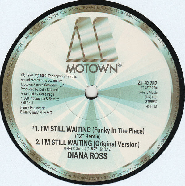 Diana Ross : I'm Still Waiting (Phil Chill 1990 Remix) (12", Single)