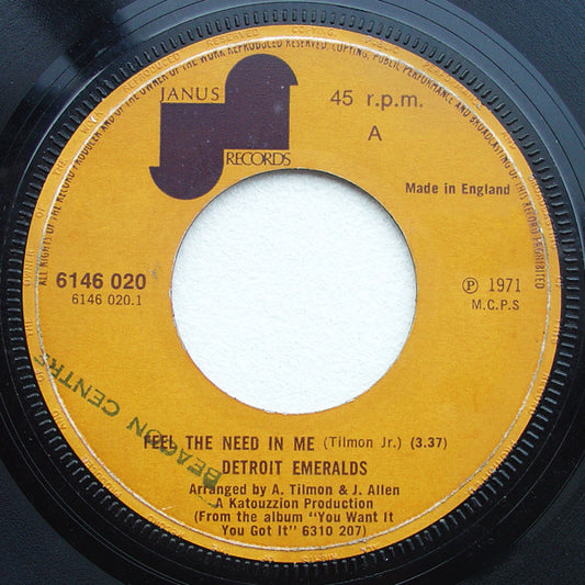 Detroit Emeralds : Feel The Need In Me (7", Single, Pap)