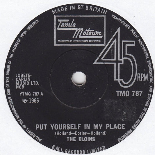 The Elgins : Put Yourself In My Place (7", Single, Sol)