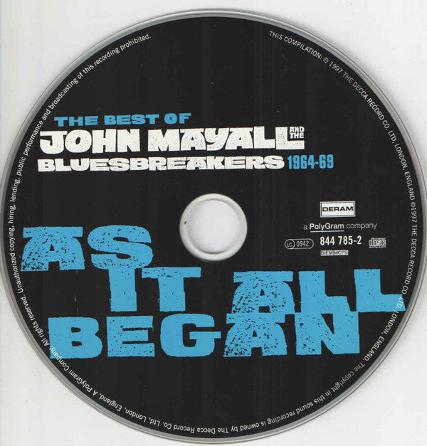 John Mayall & The Bluesbreakers : The Best Of John Mayall And The Bluesbreakers - As It All Began 64-69 (CD, Comp, RM, PMD)