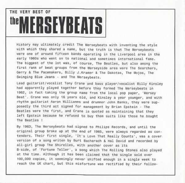 The Merseybeats : The Very Best Of (CD, Comp)