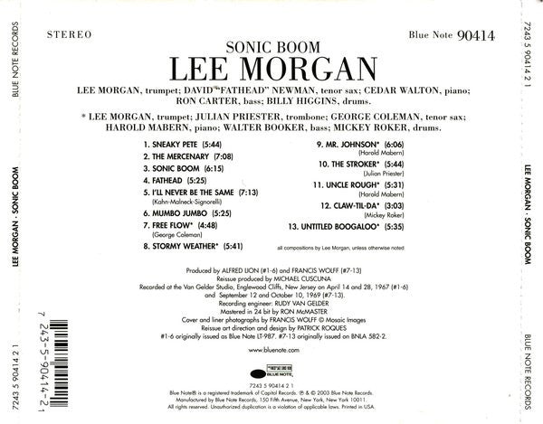 Lee Morgan : Sonic Boom (CD, Album, Ltd, RE)