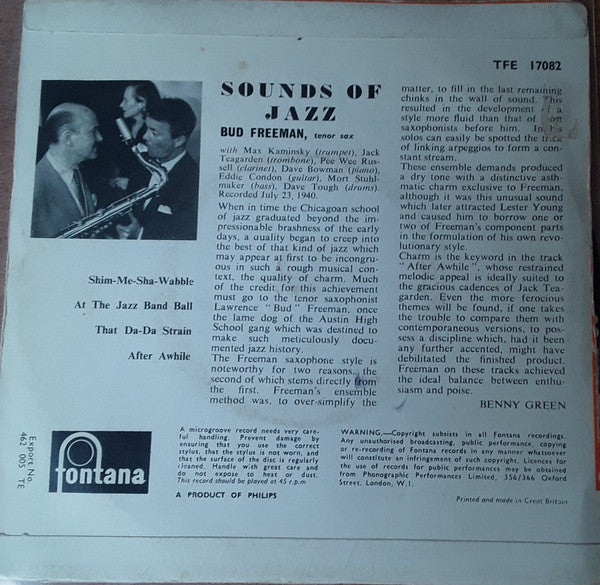 Bud Freeman : Sounds Of Jazz (7", EP)