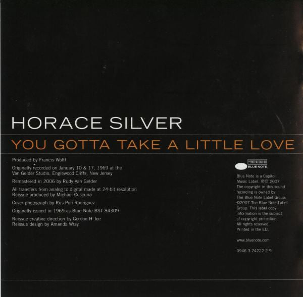 The Horace Silver Quintet : You Gotta Take A Little Love (CD, Album, RE, RM)