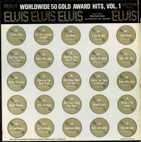 Elvis* : Worldwide 50 Gold Award Hits, Vol. 1 (4xLP, Comp, Mono, RE + Box)