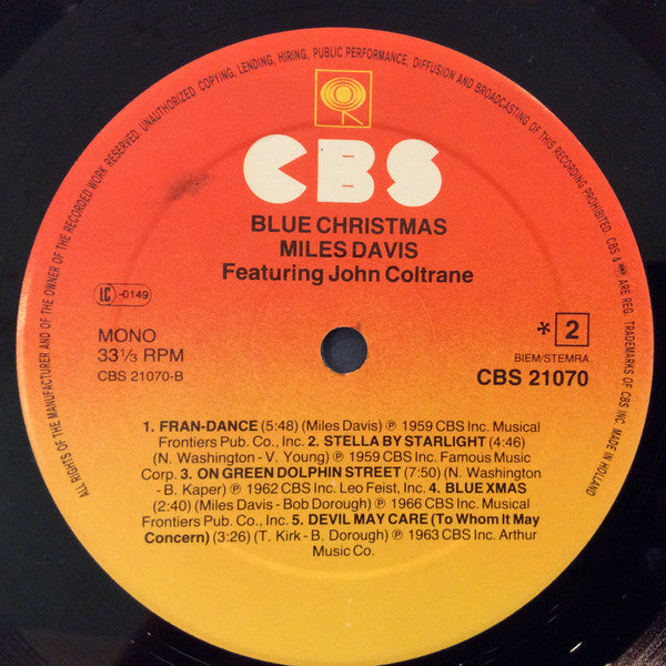 Miles Davis : Blue Christmas (LP, Comp, Mono)