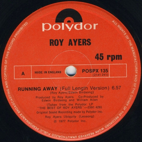 Roy Ayers : Running Away / Can't You See Me (12")