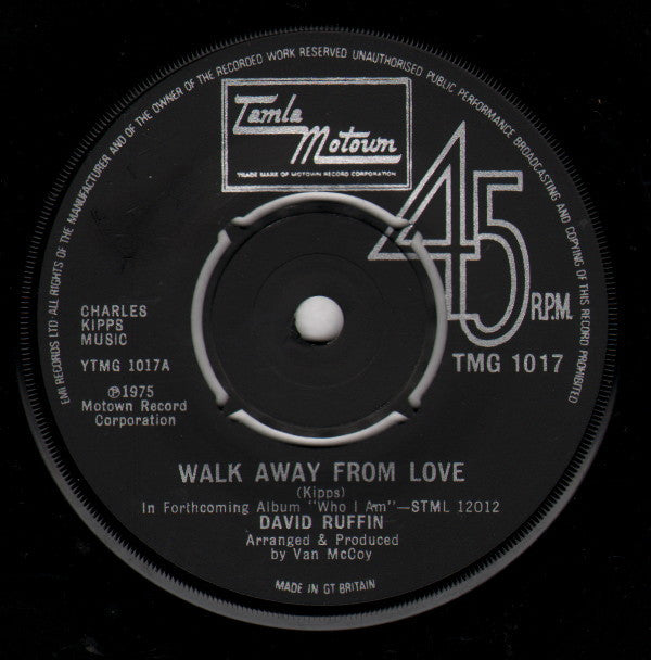 David Ruffin : Walk Away From Love (7", Single)